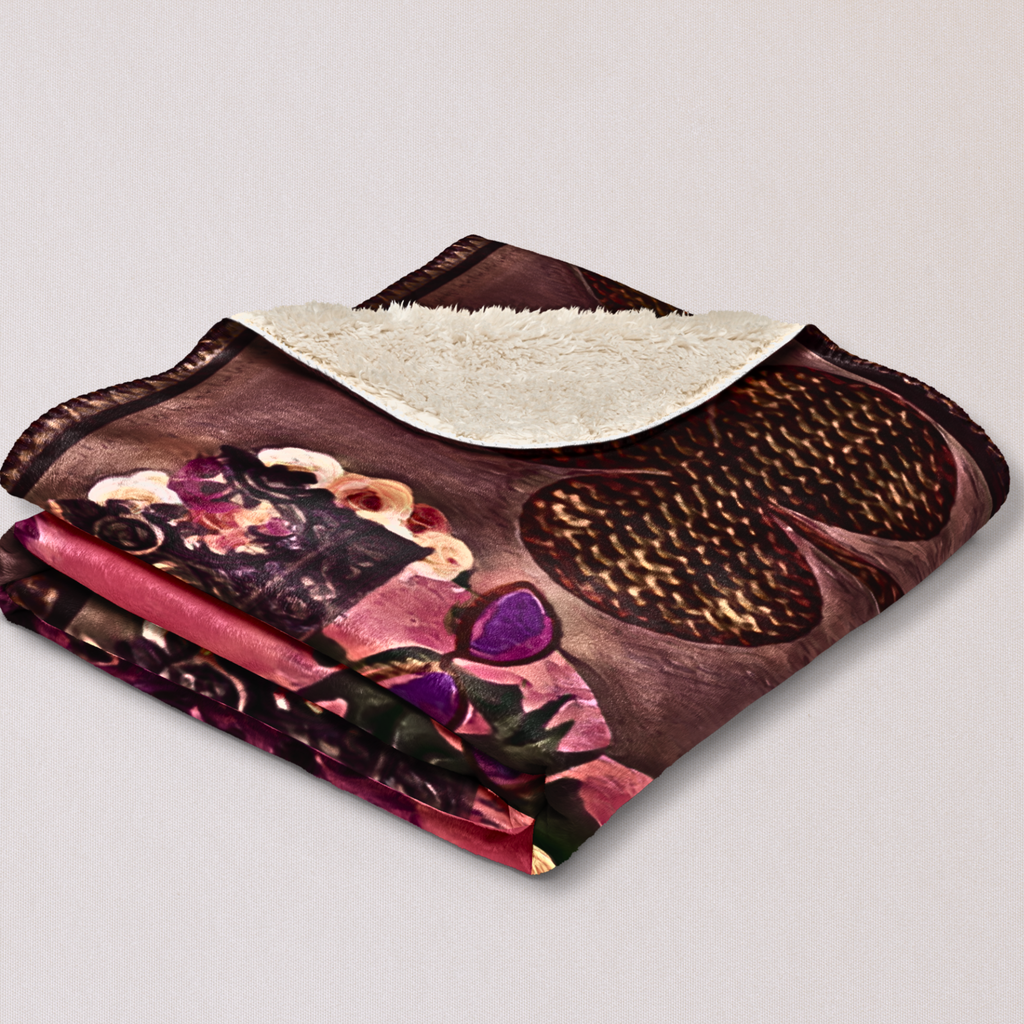 KARMA'S FANGIRL - Fleece Sherpa Blanket — Retro Floral Queen Cozy Throw