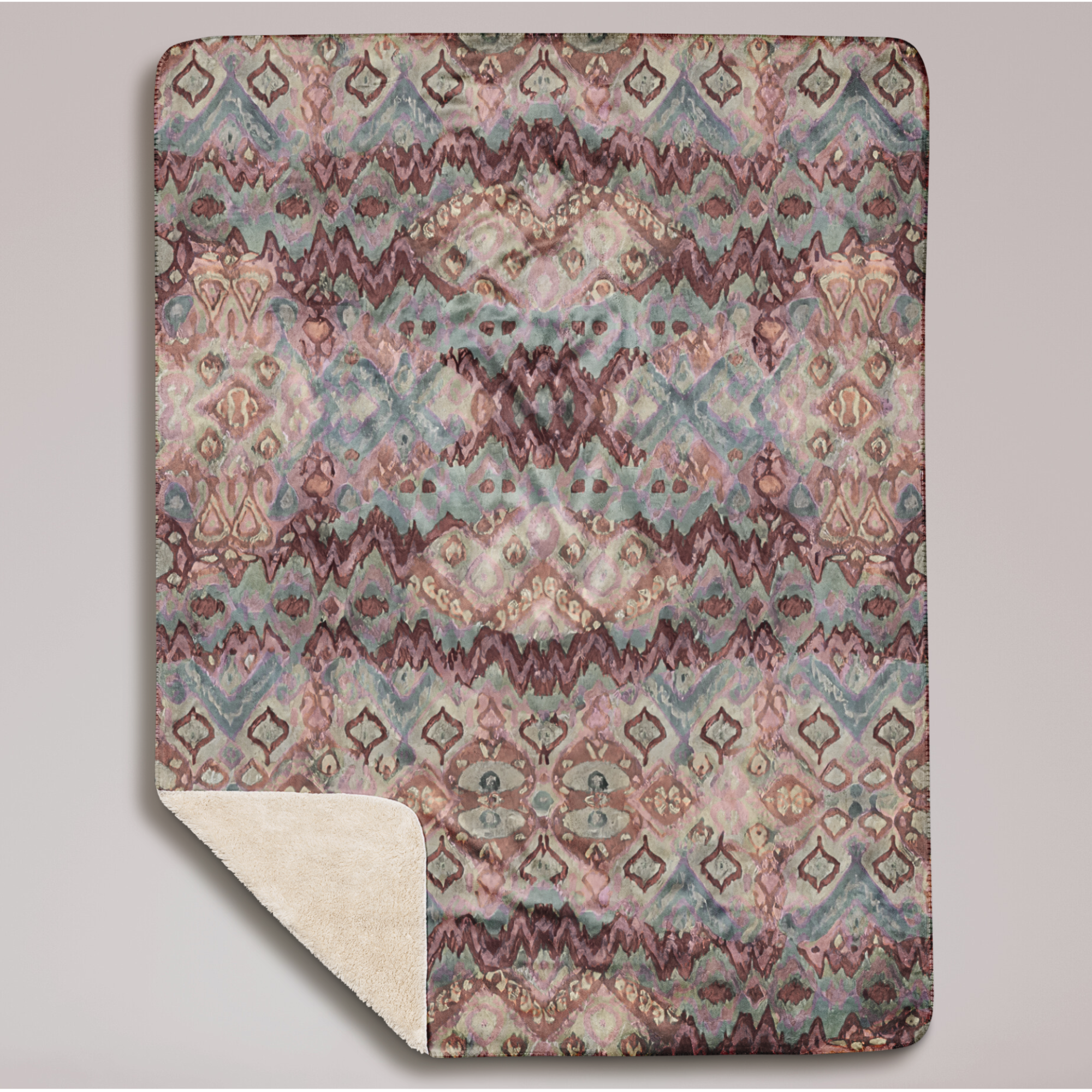 Sherpa Fleece Blanket - FABLE, cozy throw, karma lover gift, soft cuddly wrap, boho home decor